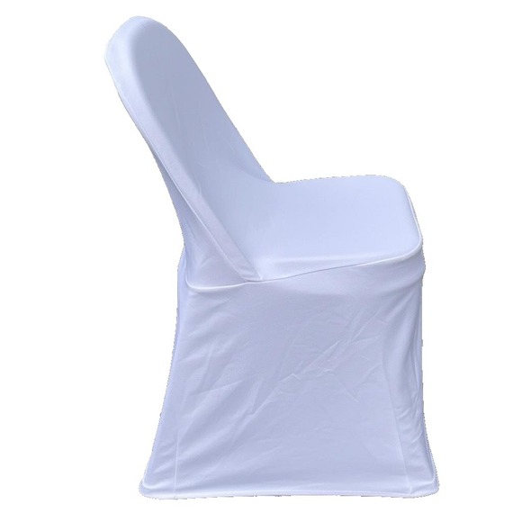White Wedding Chair Cover Fitted Polyester Set of 6 Banquet Folding Party Event - Picture 3 of 3